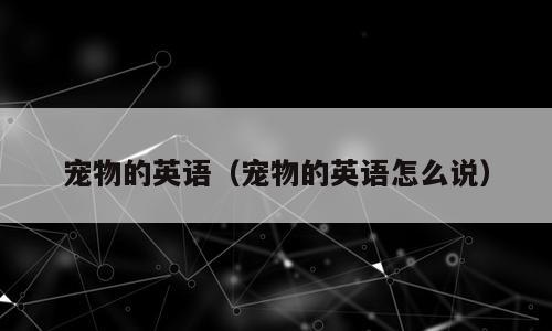 宠物的英语（宠物的英语怎么说）
