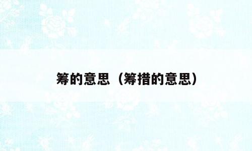 筹的意思（筹措的意思）