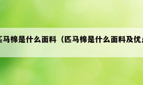 匹马棉是什么面料（匹马棉是什么面料及优点）