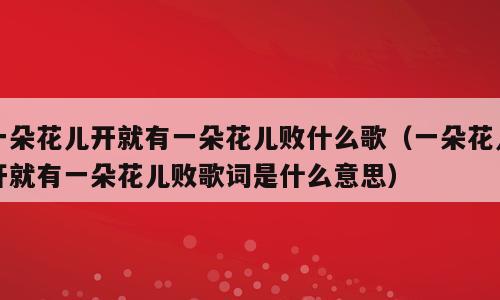 一朵花儿开就有一朵花儿败什么歌（一朵花儿开就有一朵花儿败歌词是什么意思）