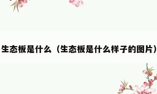 生态板是什么（生态板是什么样子的图片）