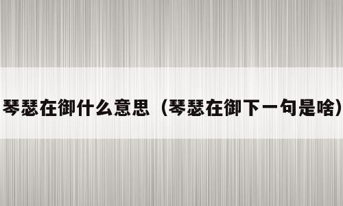 琴瑟在御什么意思（琴瑟在御下一句是啥）