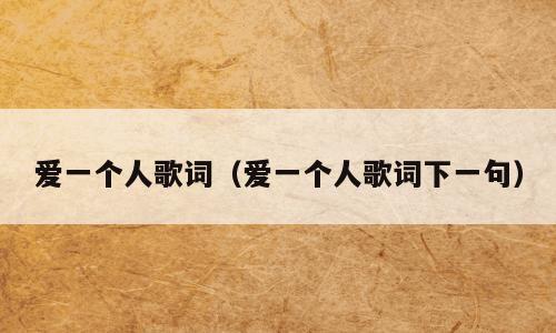 爱一个人歌词（爱一个人歌词下一句）