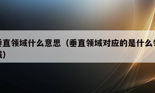 垂直领域什么意思（垂直领域对应的是什么领域）