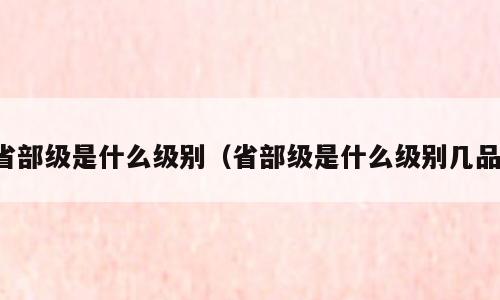 省部级是什么级别（省部级是什么级别几品）