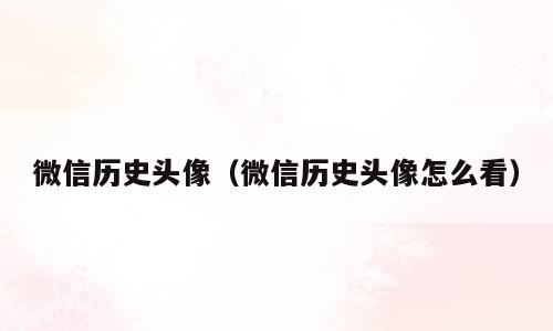 微信历史头像（微信历史头像怎么看）
