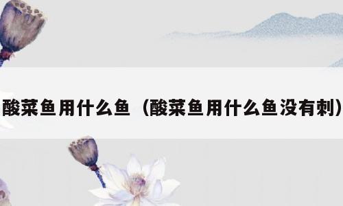 酸菜鱼用什么鱼（酸菜鱼用什么鱼没有刺）