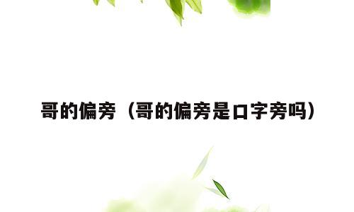 哥的偏旁（哥的偏旁是口字旁吗）