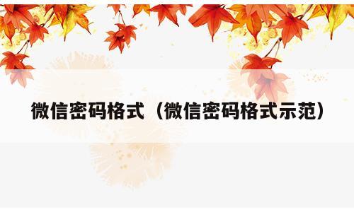 微信密码格式（微信密码格式示范）