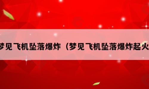 梦见飞机坠落爆炸（梦见飞机坠落爆炸起火）