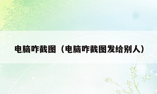 电脑咋截图（电脑咋截图发给别人）