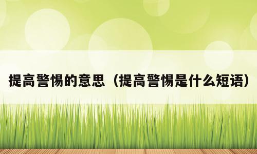 提高警惕的意思（提高警惕是什么短语）