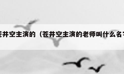 苍井空主演的（苍井空主演的老师叫什么名字）