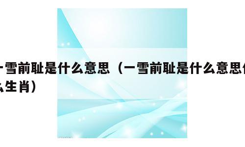 一雪前耻是什么意思（一雪前耻是什么意思什么生肖）