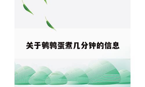关于鹌鹑蛋煮几分钟的信息