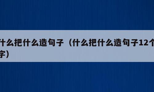 什么把什么造句子（什么把什么造句子12个字）