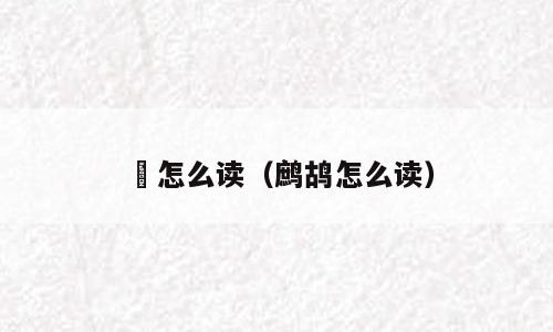 庒怎么读（鹧鸪怎么读）