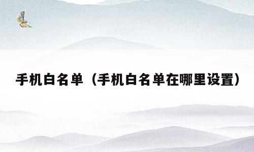 手机白名单（手机白名单在哪里设置）