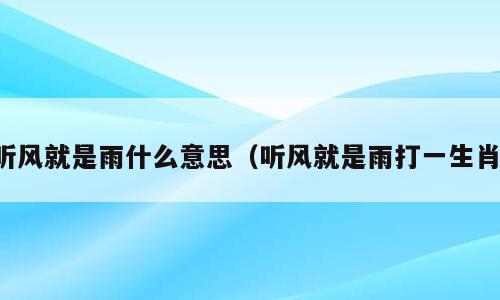 听风就是雨什么意思（听风就是雨打一生肖）