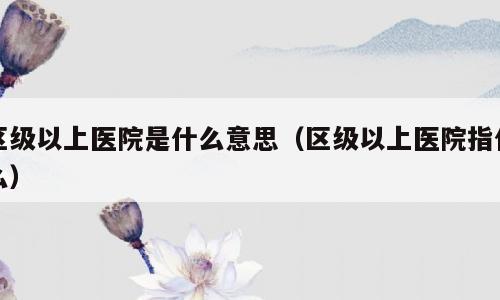 区级以上医院是什么意思（区级以上医院指什么）