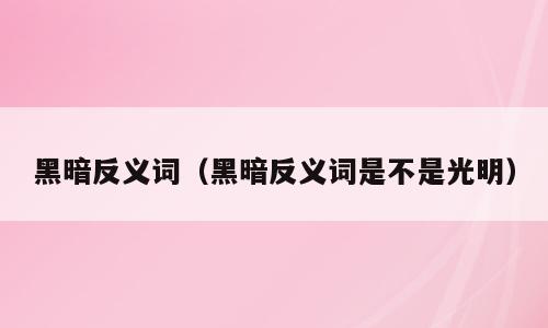 黑暗反义词（黑暗反义词是不是光明）