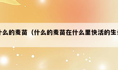 什么的麦苗（什么的麦苗在什么里快活的生长）