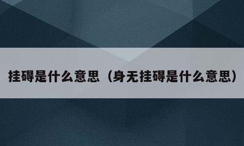 挂碍是什么意思（身无挂碍是什么意思）