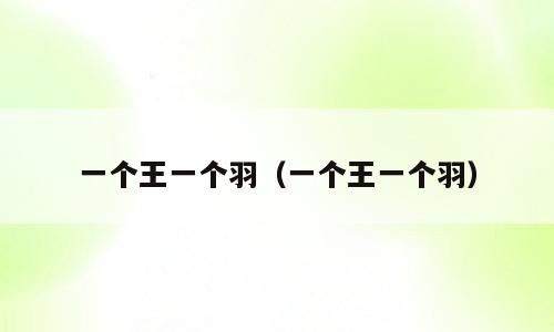 一个王一个羽（一个王一个羽）