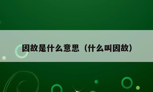 因故是什么意思（什么叫因故）