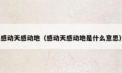 感动天感动地（感动天感动地是什么意思）