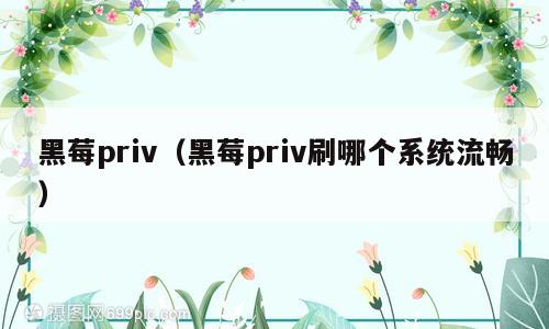 黑莓priv（黑莓priv刷哪个系统流畅）