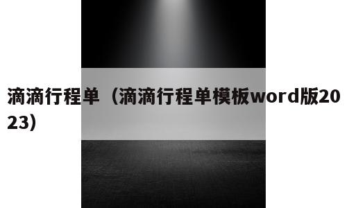 滴滴行程单（滴滴行程单模板word版2023）