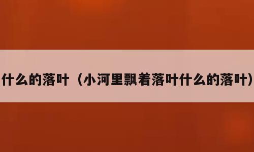 什么的落叶（小河里飘着落叶什么的落叶）