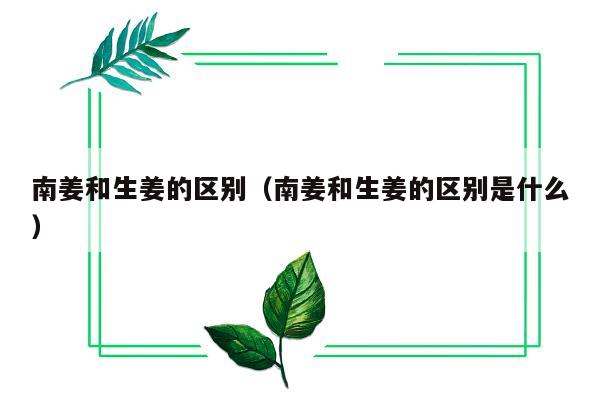 南姜和生姜的区别（南姜和生姜的区别是什么）