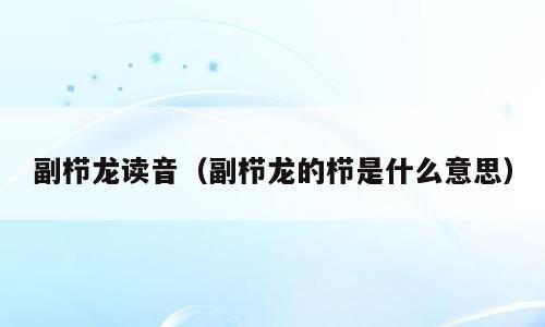 副栉龙读音（副栉龙的栉是什么意思）