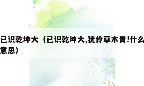 已识乾坤大（已识乾坤大,犹伶草木青!什么意思）