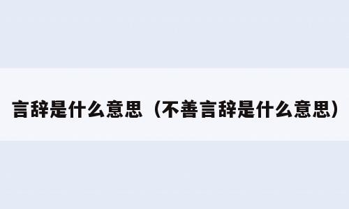言辞是什么意思（不善言辞是什么意思）