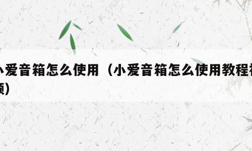 小爱音箱怎么使用（小爱音箱怎么使用教程视频）