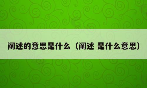 阐述的意思是什么（阐述 是什么意思）