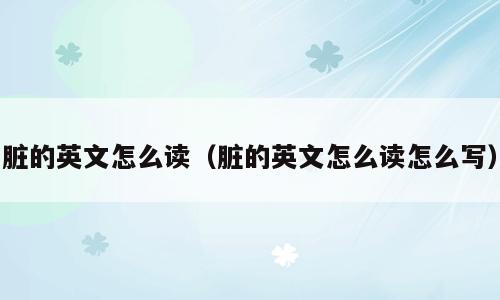 脏的英文怎么读（脏的英文怎么读怎么写）