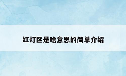 红灯区是啥意思的简单介绍