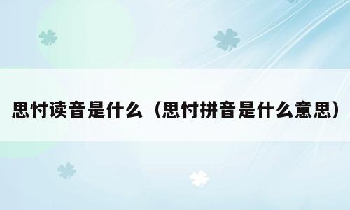 思忖读音是什么（思忖拼音是什么意思）