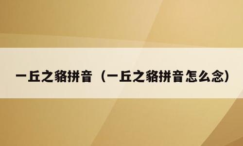 一丘之貉拼音（一丘之貉拼音怎么念）