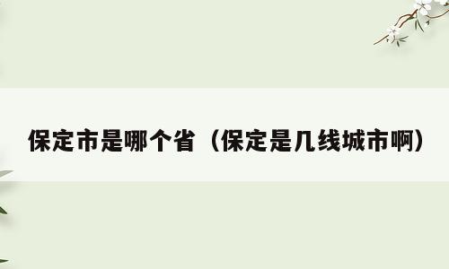 保定市是哪个省（保定是几线城市啊）