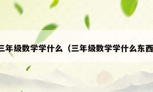 三年级数学学什么（三年级数学学什么东西）