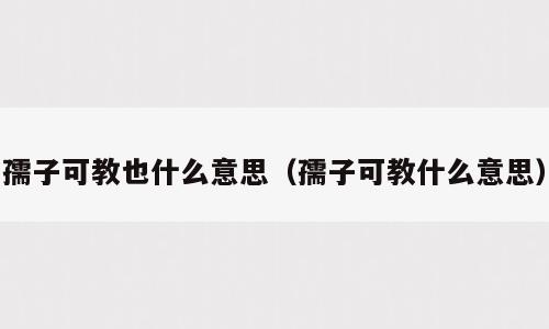 孺子可教也什么意思（孺子可教什么意思）