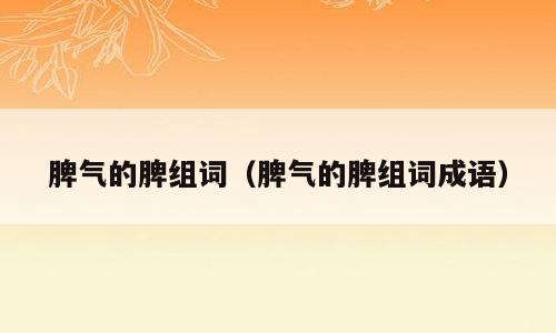脾气的脾组词（脾气的脾组词成语）