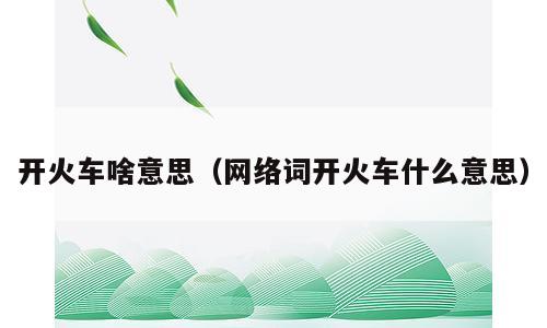 开火车啥意思（网络词开火车什么意思）