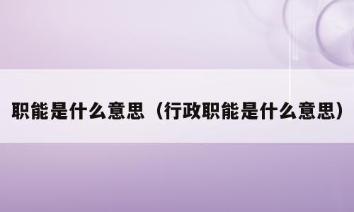 职能是什么意思（行政职能是什么意思）