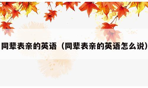 同辈表亲的英语（同辈表亲的英语怎么说）